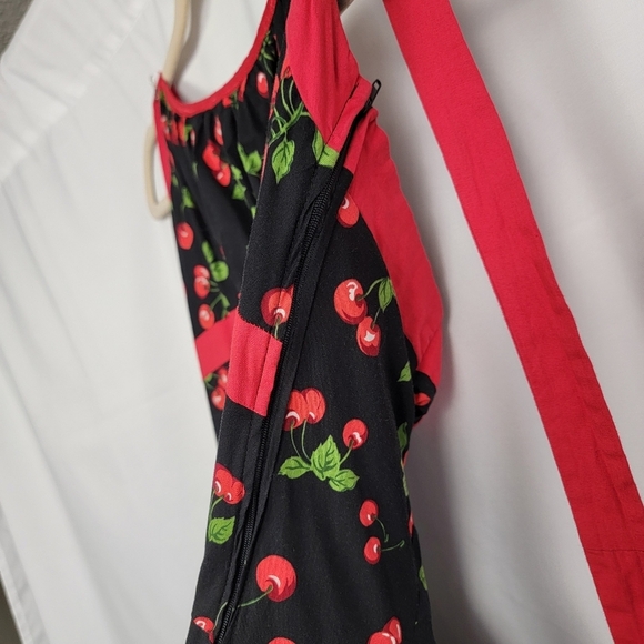 Cherry Print Black Halter Dress #1281 - Picture 9 of 13